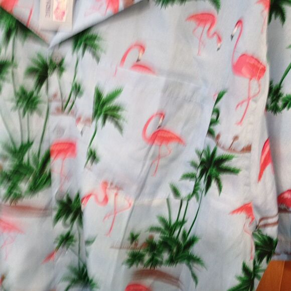 India Boutique Pink Flamingo Hawaiian Shirt XL NWT Tropical Button Up - Picture 3 of 11